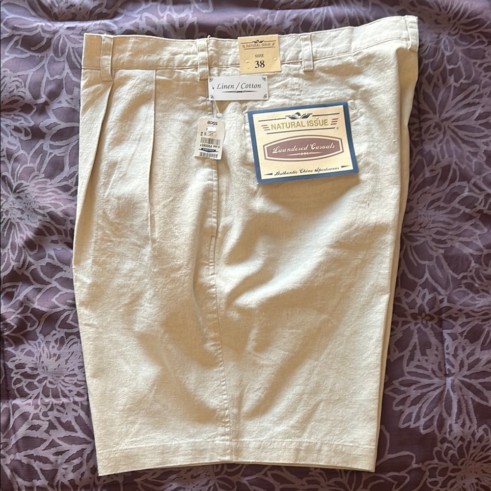 Tan Pleat Front Shorts with Classic Design